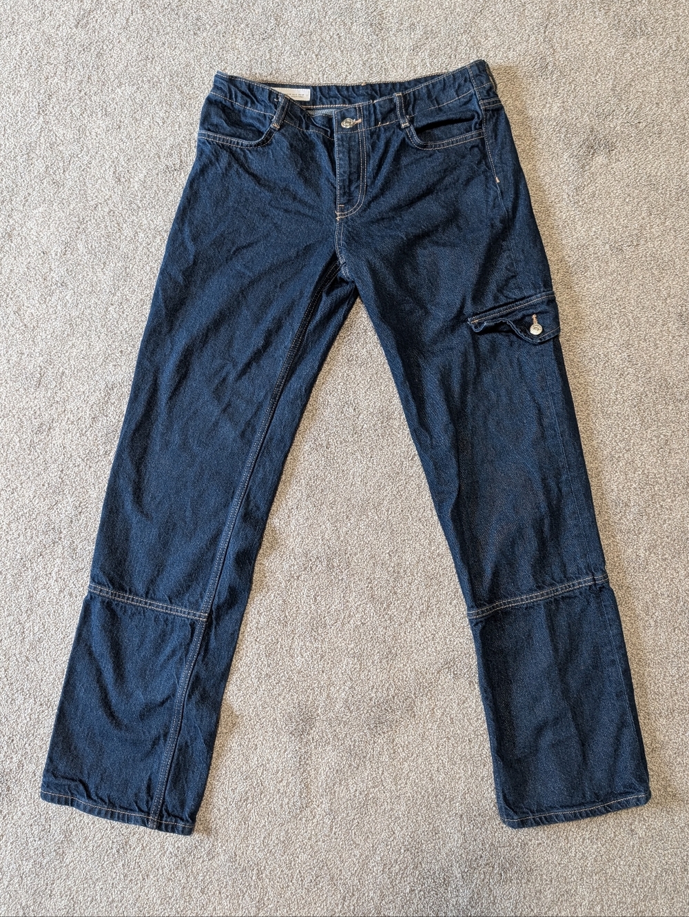 Zara Jeans Womens 8 Dark Wash Straight Leg Zip Hem Functional Zipper Denim